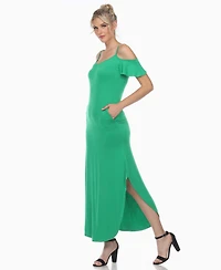 White Mark Women's Cold Shoulder Full Length Maxi Dress