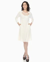 White Mark Women's Criss Cross Neckline A-line Dress