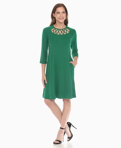 White Mark Women's Criss Cross Neckline A-line Dress