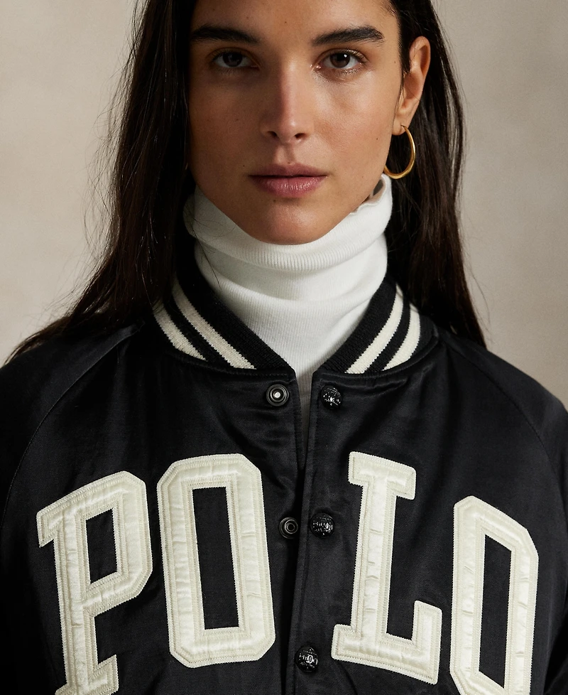 Polo Ralph Lauren Women's Logo Satin Bomber Jacket