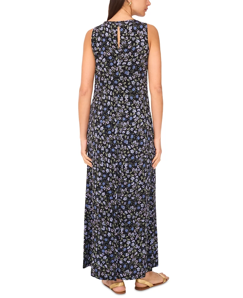 Vince Camuto Women's Floral Sleeveless Keyhole-Back Crewneck Maxi Dress