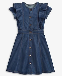 Calvin Klein Big Girls Flutter-Sleeve Denim Dress
