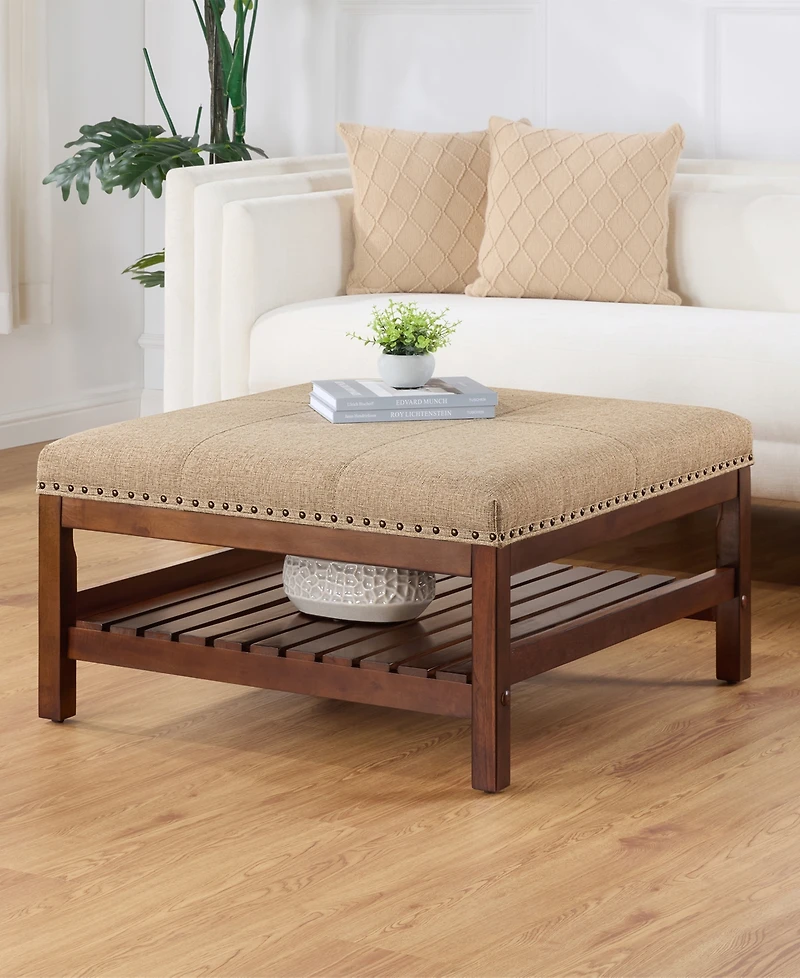 Convenience Concepts 32" Designs4Comfort Silverton Coffee Table Cocktail Ottoman with Storage Shelf