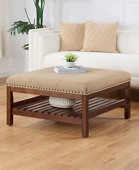 Convenience Concepts 32" Designs4Comfort Silverton Coffee Table Cocktail Ottoman with Storage Shelf