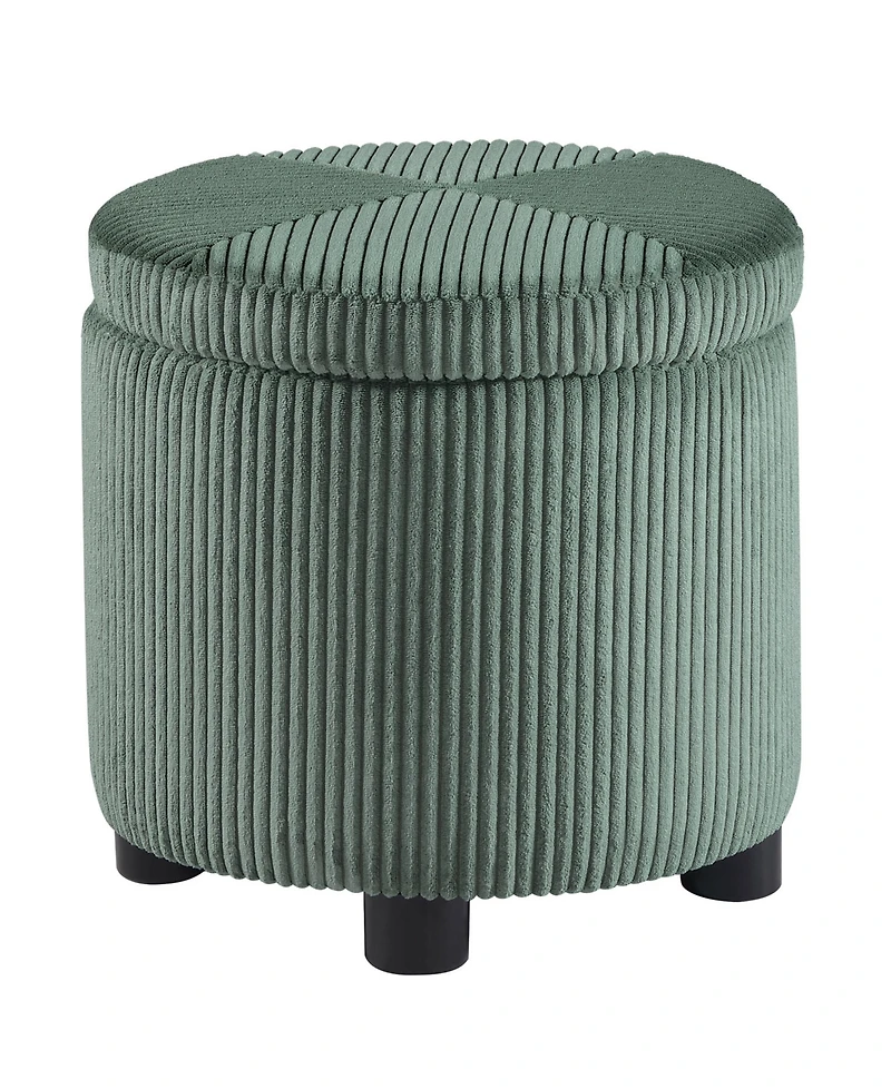 Convenience Concepts 15.75" Designs4Comfort Round Corduroy Accent Storage Ottoman with Reversible Tray