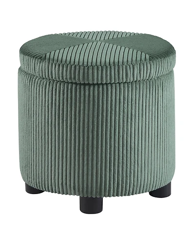 Convenience Concepts 15.75" Designs4Comfort Round Corduroy Accent Storage Ottoman with Reversible Tray