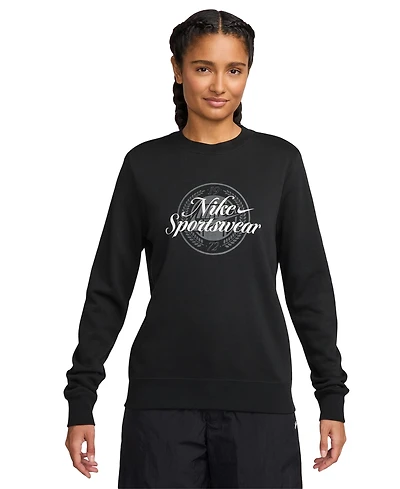 Nike Sportswear Women's Club Fleece Graphic Crewneck Sweatshirt