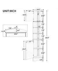 Casainc 66.9"H Tall Corner Cabinet with 2 Doors, Adjustable Shelves, Multi-Functional Storage