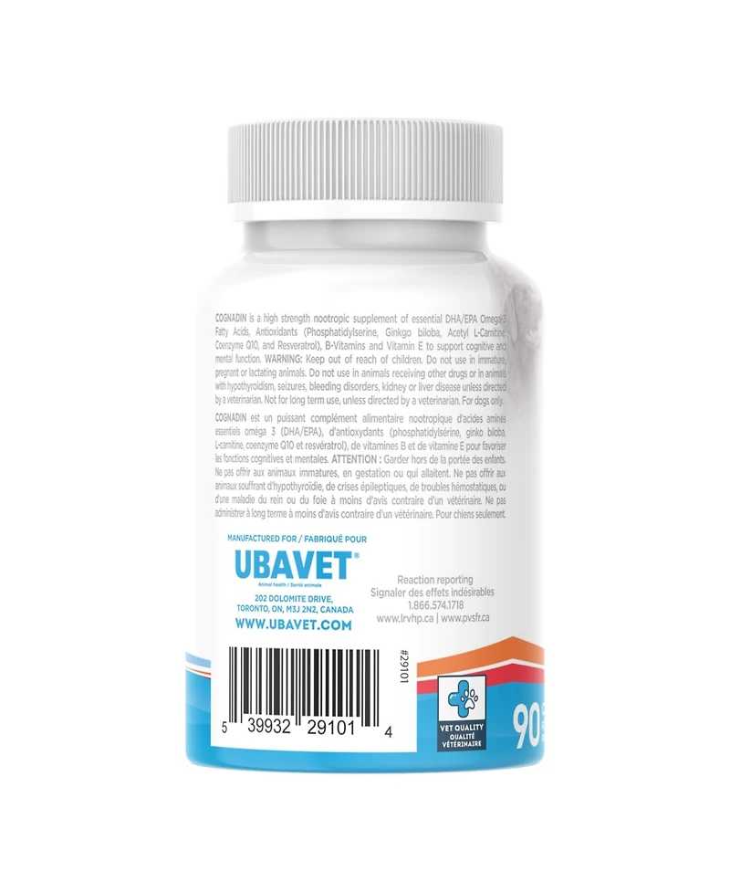 Ubavet Cognadin Memory & Brain Support for Senior Dogs – (90 ct)