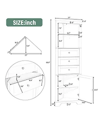 Casainc 68.9"H Triangle Tall Cabinet with 3 Drawers and Adjustable Shelves for Bathroom/Living Room