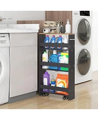 Rolling Kitchen Slim Storage Cart Mobile Shelving Organizer with Handle