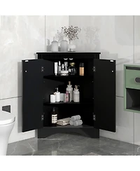 Casainc 31.5"H Triangle Corner Cabinet, Adjustable Shelves