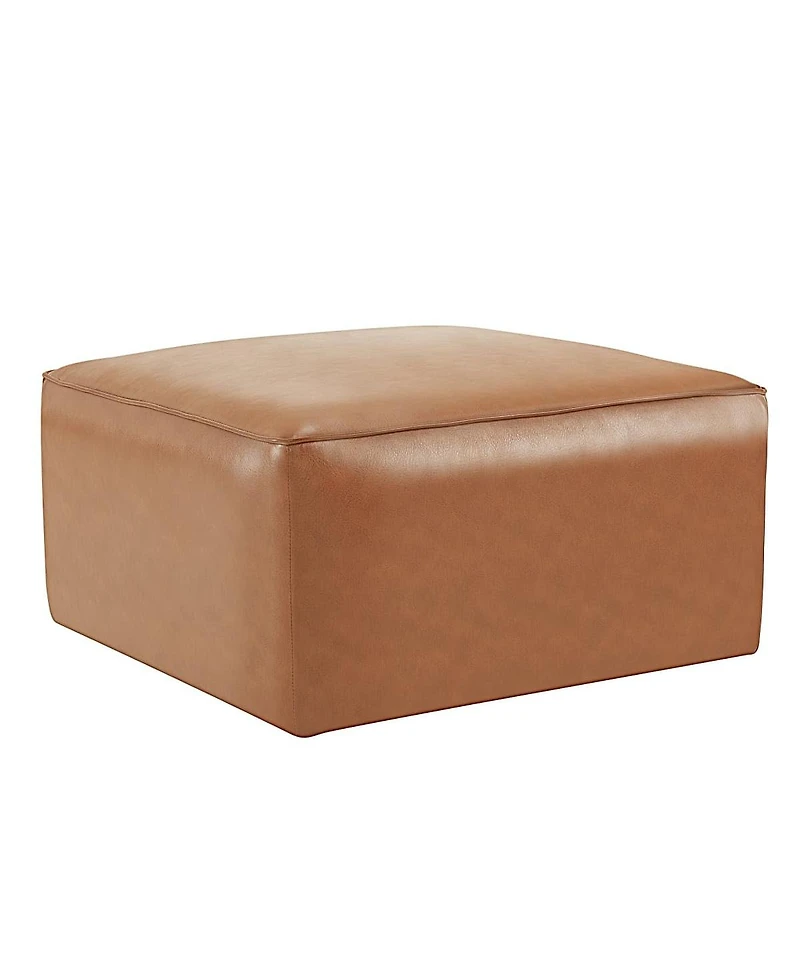 Modern Faux Leather Ottoman Square Footrest with Foam Cushion Modular Sectional Ottoman for Living Room Seating or Coffee Table Use-The Pop Home