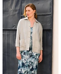 Celtic & Co. Women's Linen Blend Button Back Midi Dress