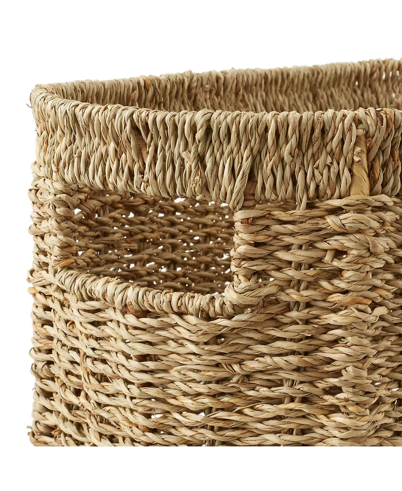 Casafield Magazine Holder Basket with Handles - Oval Seagrass Storage Bin for Bathroom, Home Office - Natural