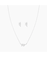 Sterling Silver Olivia Leaf Necklace & Stud Earrings Set