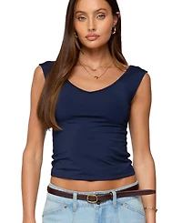 Edikted Women's Angeline Wide V Neck Top