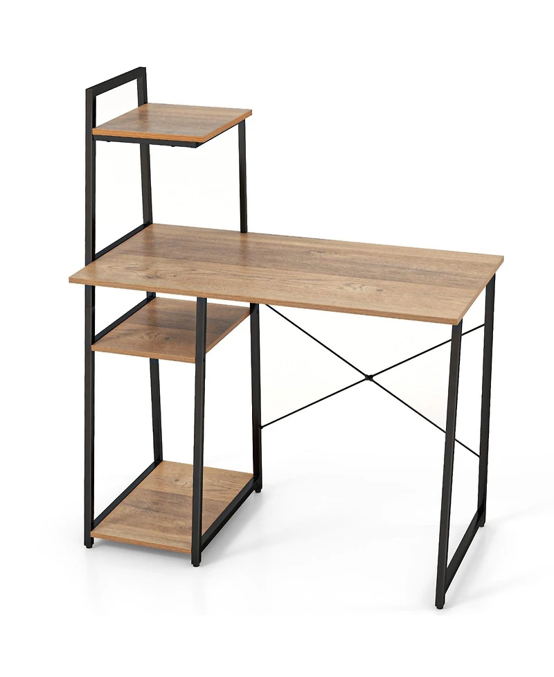 Computer Desk with Shelves and 3-Tier Storage Bookshelf