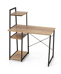 Computer Desk with Shelves and 3-Tier Storage Bookshelf