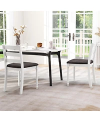 Gymax Wooden Dining Chair Set of 2 w/ Acacia Wood Legs Padded Cushion Ladder Back