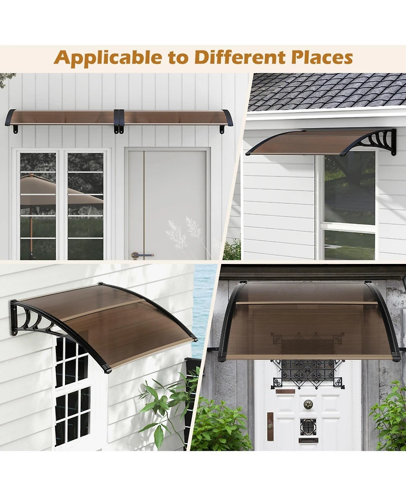 48 x 40 Inch Outdoor Front Door Window Awning Door Canopy Exterior