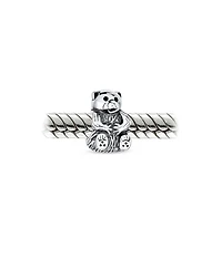 Bling Jewelry Cute Teddy Bear Charm Bead in Oxidized Sterling Silver for European Bracelets