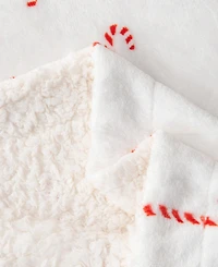 Linery & Co. Velvet Plush Fleece Reversible Sherpa Holiday Printed Throw