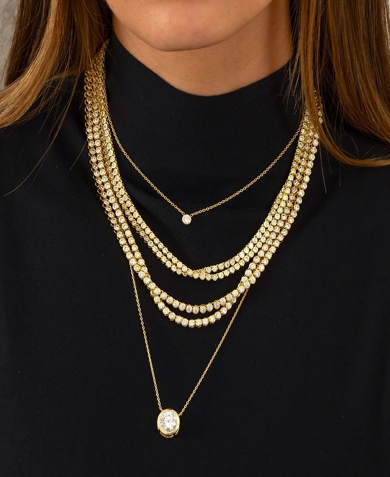By Adina Eden Cubic Zirconia Bezel Tennis Necklace