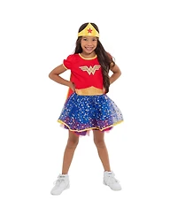 Justice League Wonder Woman Girls Cosplay Tulle Costume Dress Cape and Headband Infant to Big Kid
