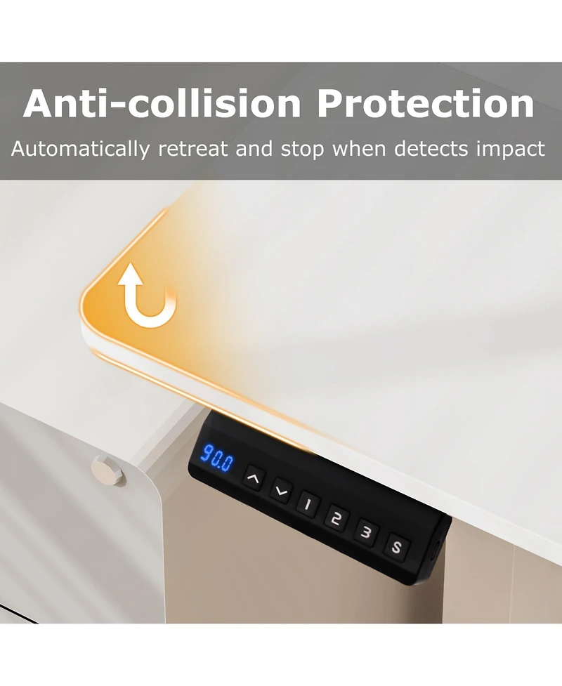 Electric Standing Desk with 3 Memory Height Settings and 2 Hanging Hooks & Cable Management