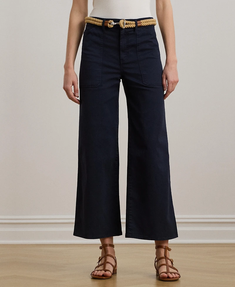 Lauren Ralph Women's Stretch Chino Wide-Leg Cropped Pants