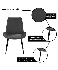 Streamdale Furniture Modern Dining Chair Living Room Metal Leg Dining Chair-2 Pcs/Ctn