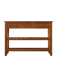 Streamdale Mid-Century Style Solid Wood Console Table with Storage