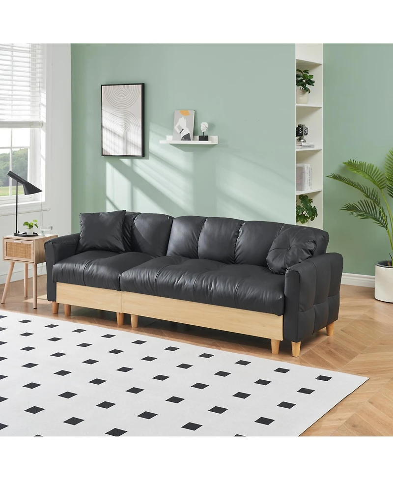 Streamdale 87" Black Tech Sofa Bed with Storage