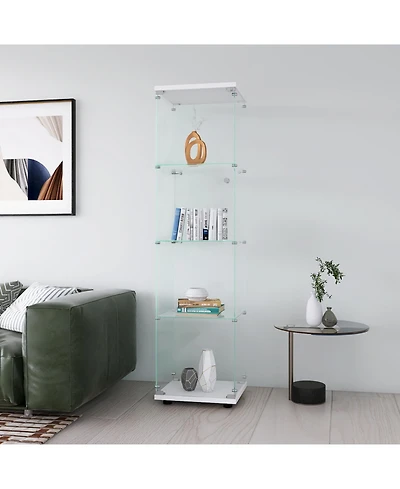 Streamdale 4-Shelf Glass Display Cabinet with Door (64.7" x 16.7" x 14.3")