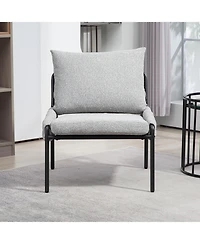 Streamdale Modern Braided Accent Lounge Chair with Metal Frame (Grey)