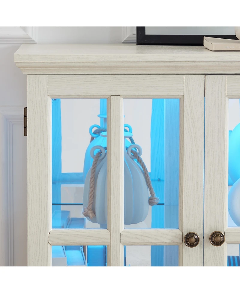 Streamdale Led Curio Cabinet with Adjustable Shelves for Collectibles in Vintage Design