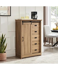 Streamdale Farmhouse 5-Drawer Dresser with Sliding Barn Door