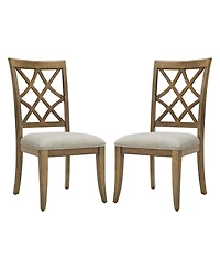Streamdale Furniture Mid-Century Modern Upholstered Dining Chairs (Set of 2), Oak
