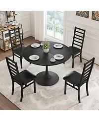 Streamdale Black Pu Leather Dining Chairs Set of 4, Steel Legs