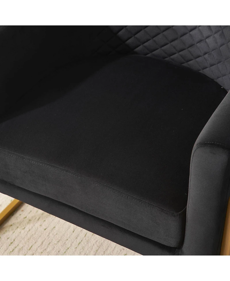 Streamdale Upholstered velvet chair Gold metal bracket, medieval living room office tea room lounge chair with curved backrest