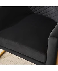 Streamdale Upholstered velvet chair Gold metal bracket, medieval living room office tea room lounge chair with curved backrest