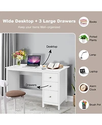 3-Drawer Home Office Study Computer Desk with Spacious Desktop