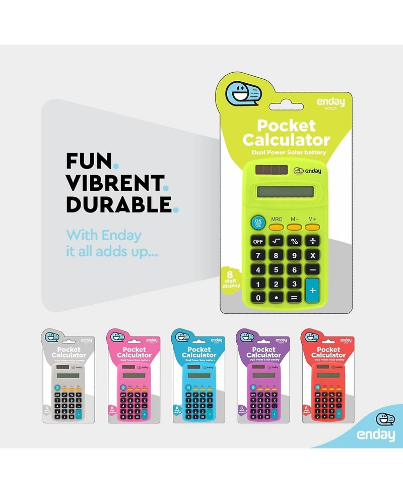 Calculator Pink, Basic Small Solar and Battery Operated, Large Display Four Function, Auto Powered Handheld School Kids, 1 Pk –