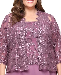 Alex Evenings Plus Stretch Tulle 3/4-Sleeve Jacket Dress