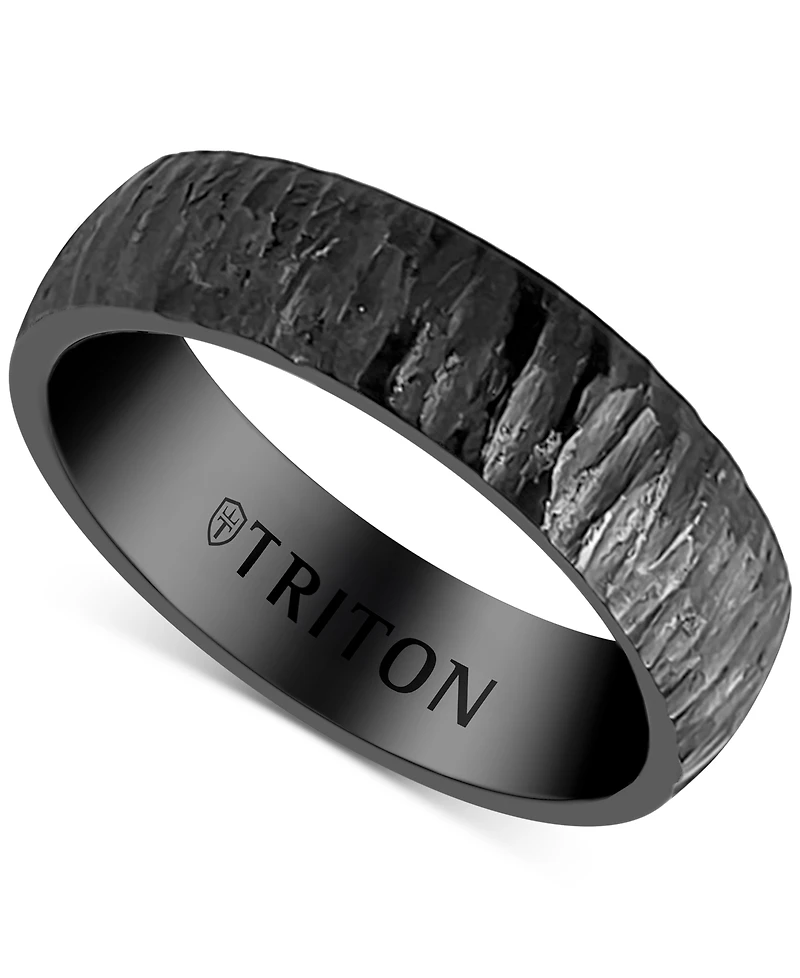 Triton Men's Hammered Texture Band Black Titanium