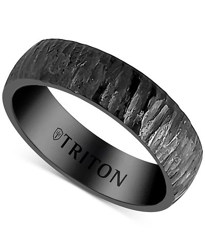Triton Men's Hammered Texture Band Black Titanium
