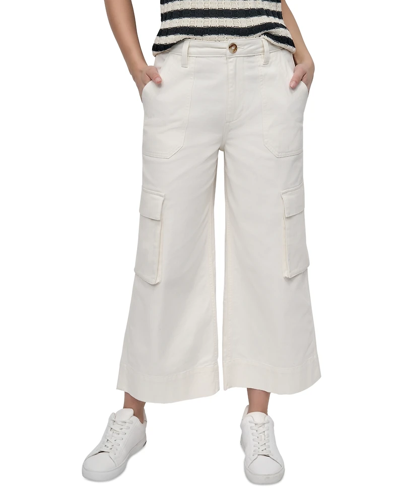 Dkny Jeans Women's High Rise Wide-Leg Cropped Utility