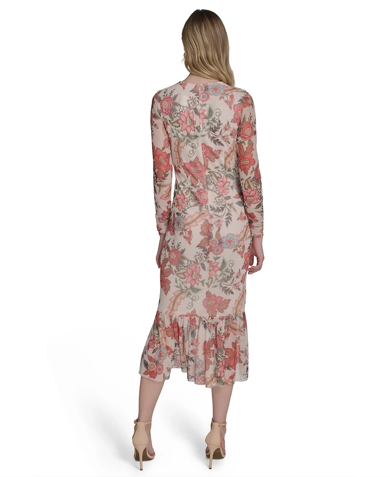 Vince Camuto Women's Printed Mesh Bodycon Midi Dress