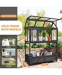 Portable Cold Frame Greenhouse with Wheels & Storage